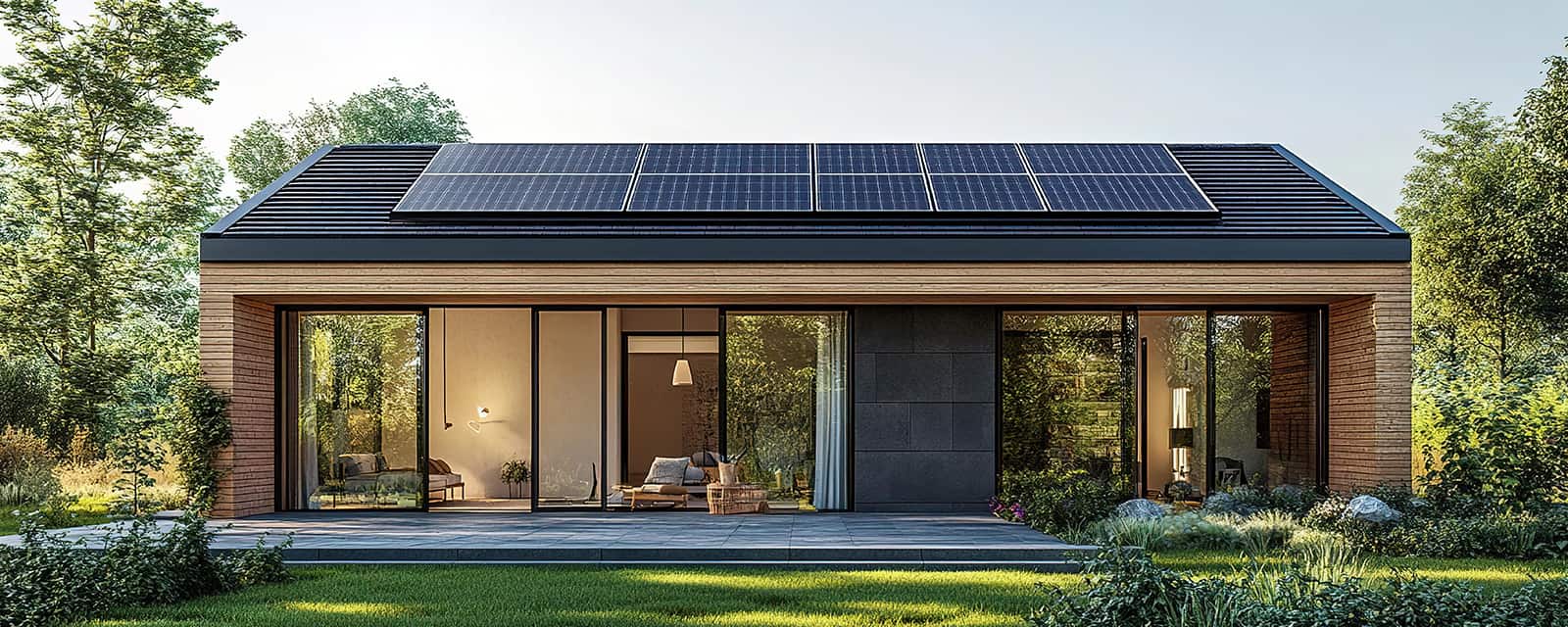 maison avec panneaux solaires