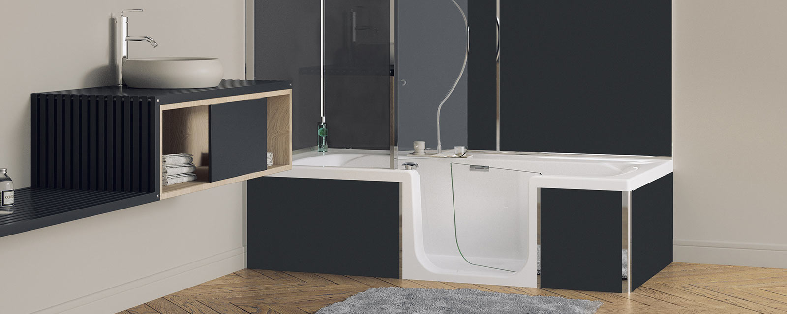 baignoire à porte