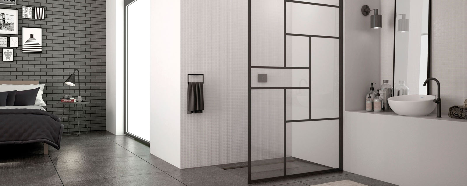 Belle douche italienne avec paroi Leda Open