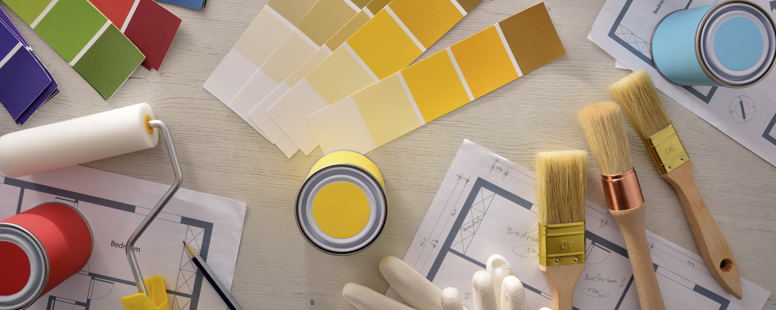 tout le matériel pour effectuer des travaux de peinture intérieure