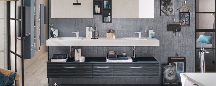 meuble salle de bain suspendu unique laque relief delpha