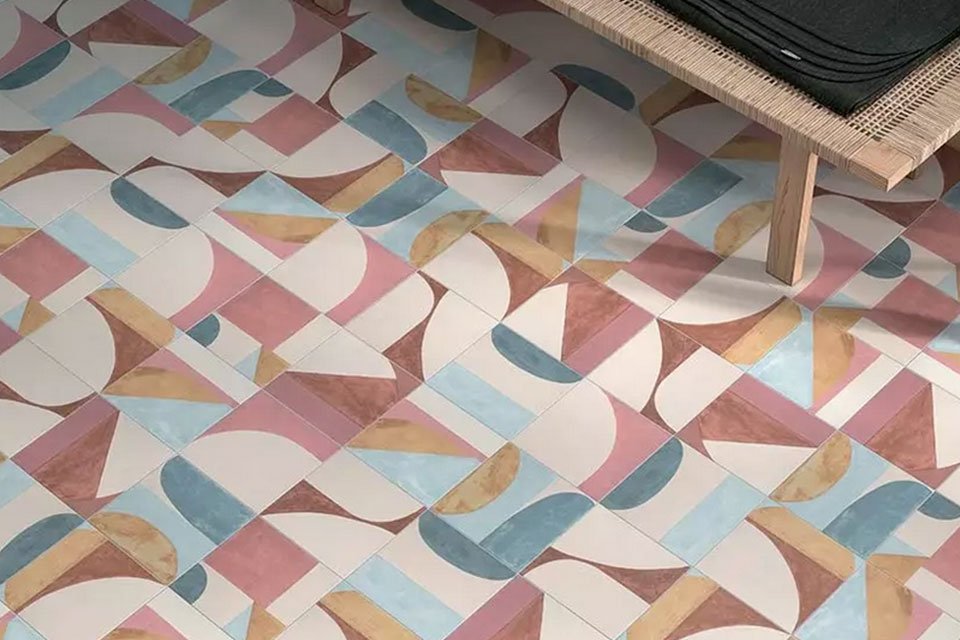 Carrelage coloré imitation carreaux de ciment
