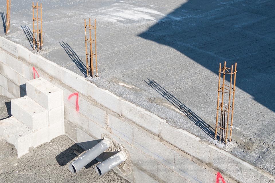 Un artisan réalisant l'étanchéité des soubassements d'une construction
