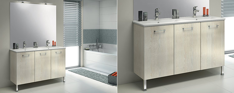 Meuble de salle de bains Urban Pro de Delpha à trois portes avec vasque et grand miroir