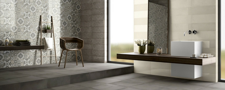 Salle de bains équipée de carreaux Plénitude de Cerabati
