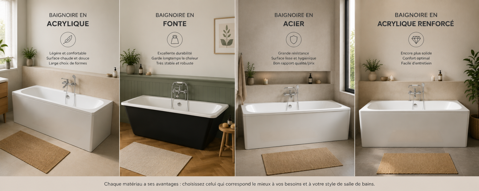 les différents matériaux de baignoire