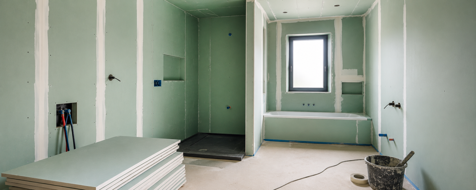 plaques hydrofuges dans une salle de bains