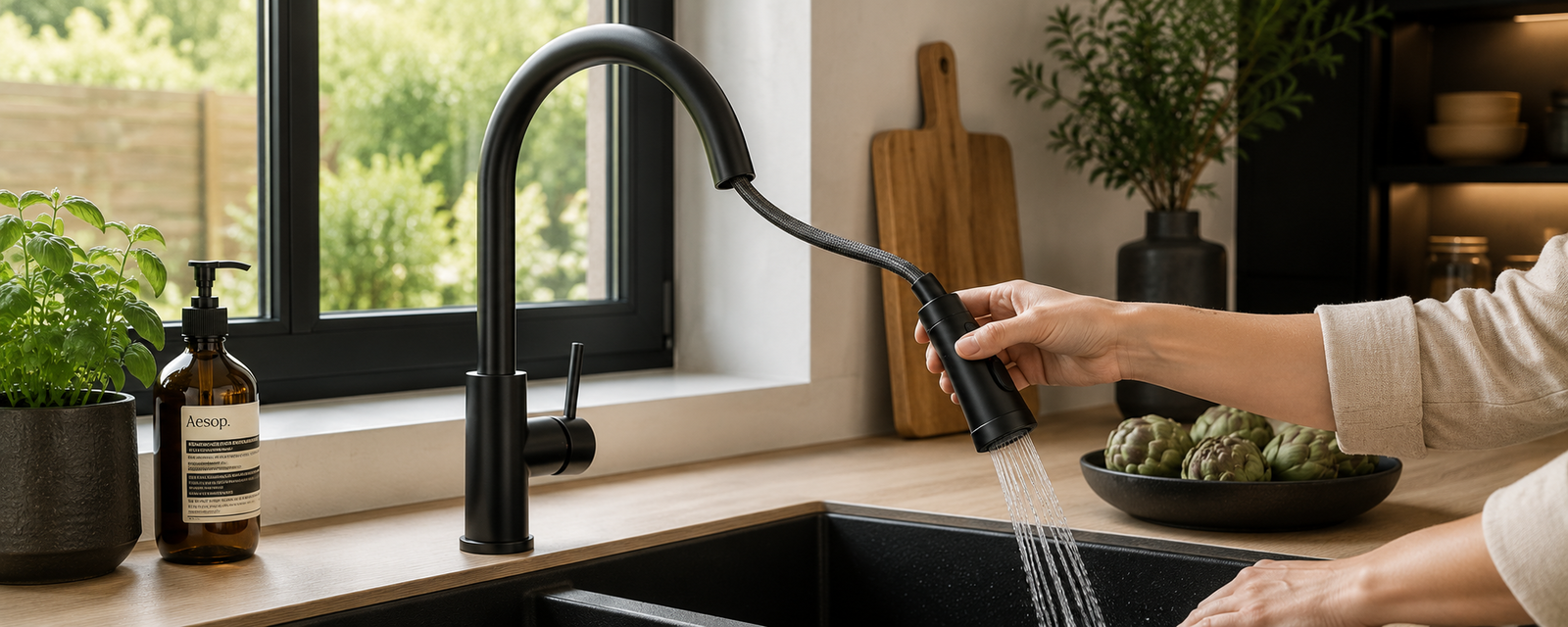 robinet extensible avec douchette extractible