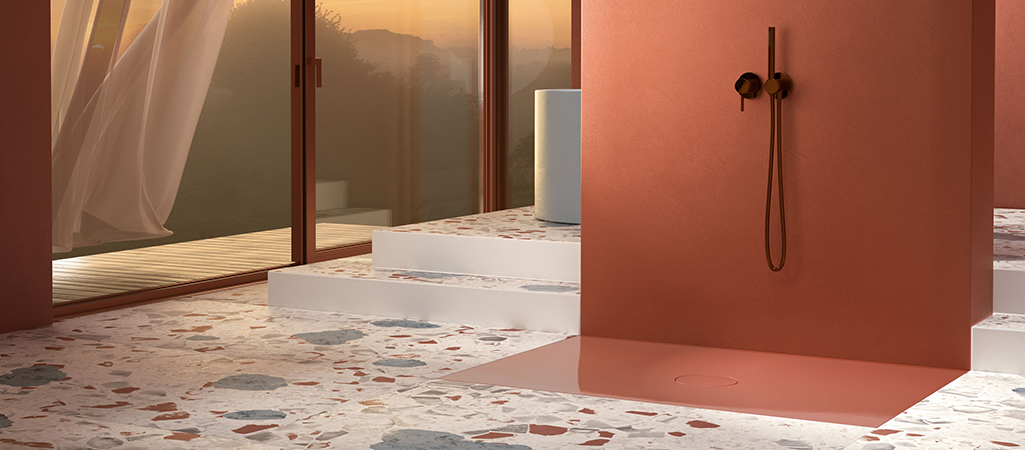 Douche italienne couleur terracotta